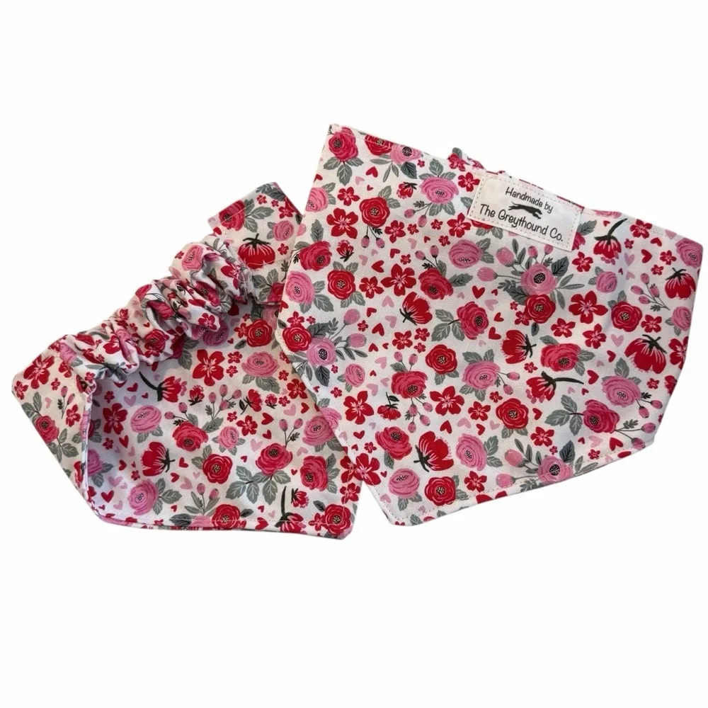Floral Dog Bandana - Pink and Red by The Greyhound Co.
